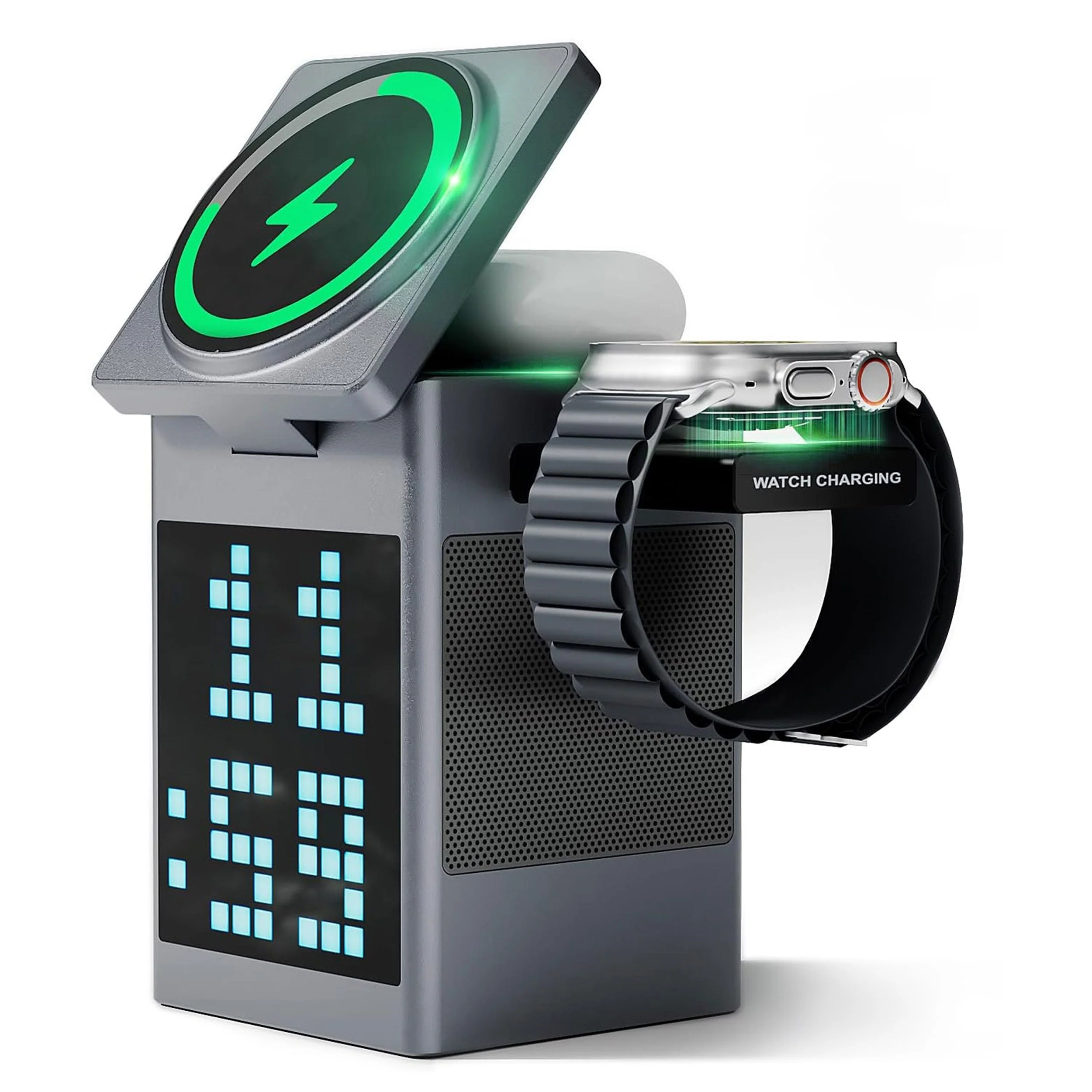 Pixel Dock - 5 in 1 Wireless Charger with Speaker and Clock - Image 2