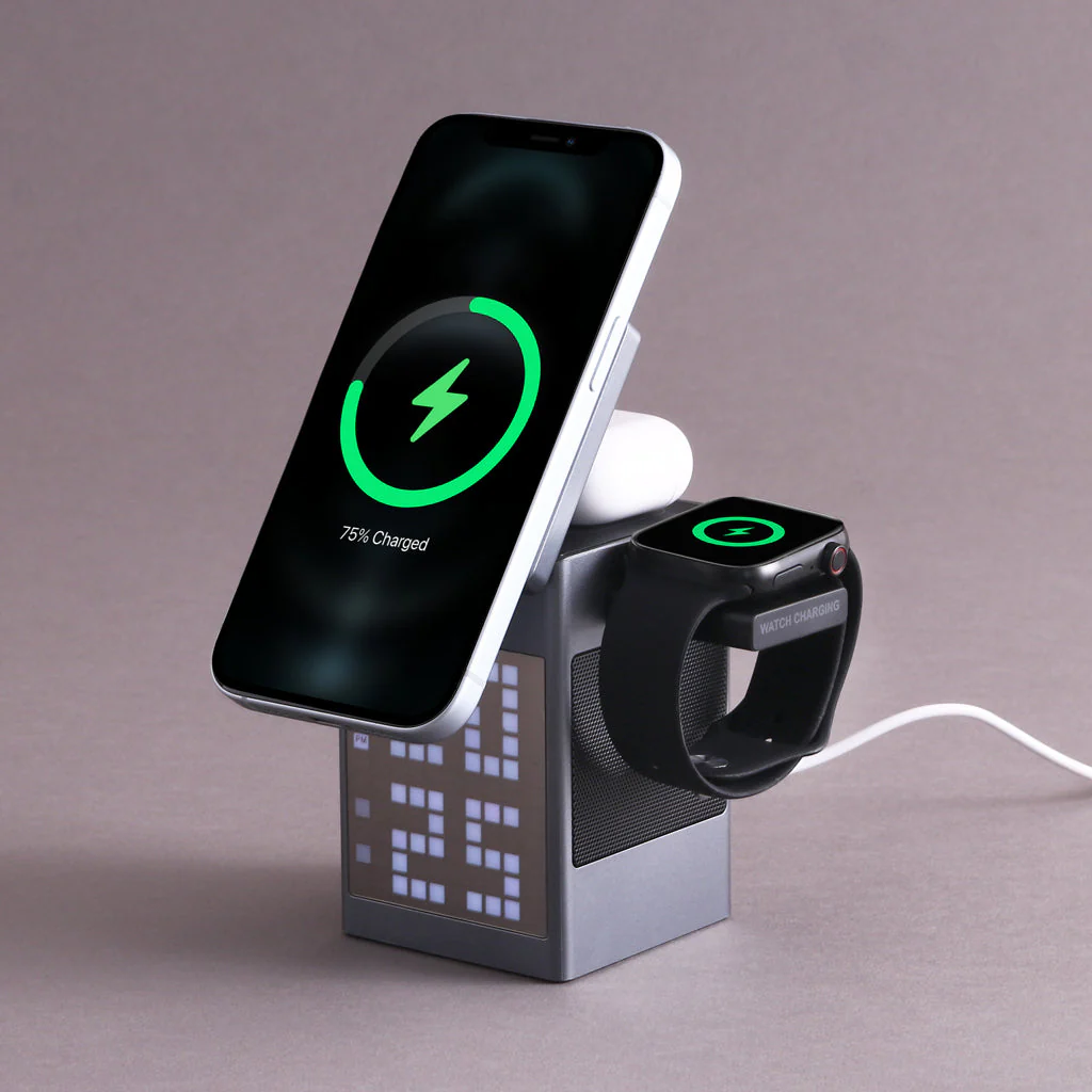 Pixel Dock - 5 in 1 Wireless Charger with Speaker and Clock - Image 7