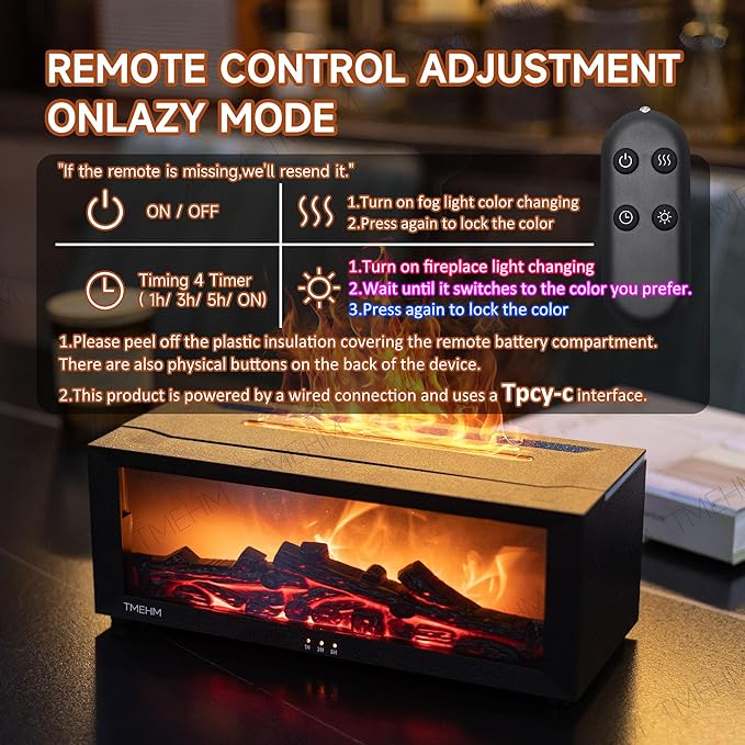 Aroma Essential Oil Fireplace Diffuser with Premium Box Colorful Flame with Remote Control for Home Office with 15 ml Essential Oil - Image 3