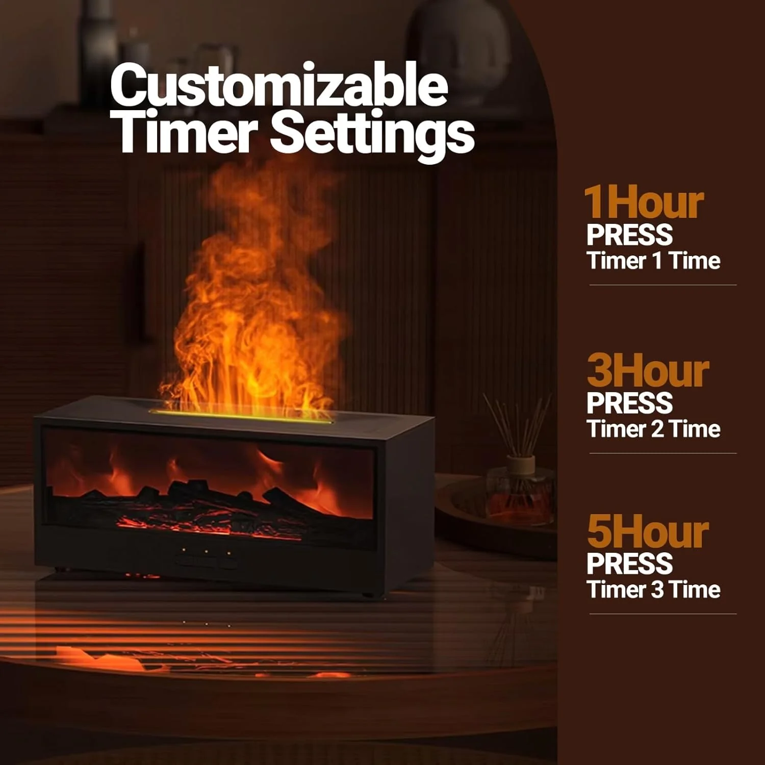 Aroma Essential Oil Fireplace Diffuser with Premium Box Colorful Flame with Remote Control for Home Office with 15 ml Essential Oil - Image 6
