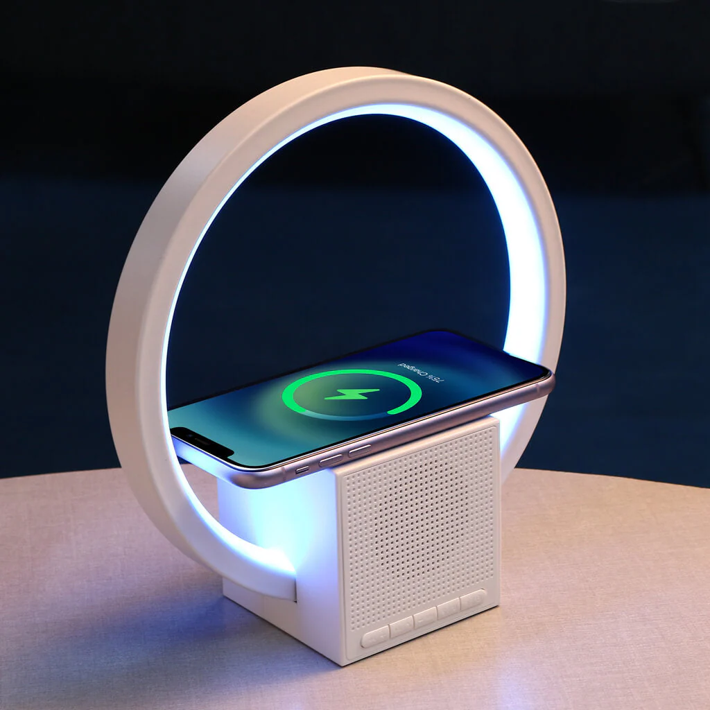 Aura LED Lamp with Wireless Charging & Speaker - Image 3