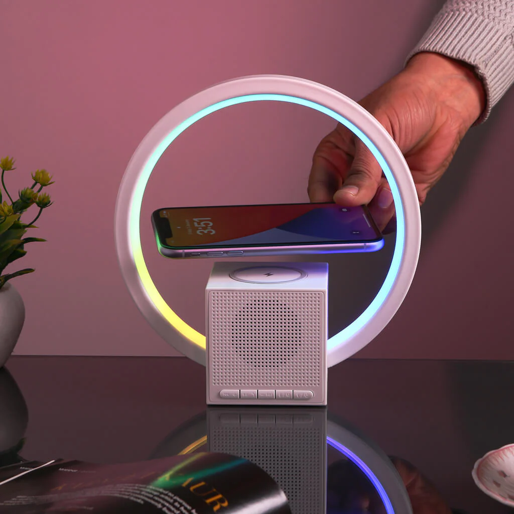 Aura LED Lamp with Wireless Charging & Speaker - Image 4