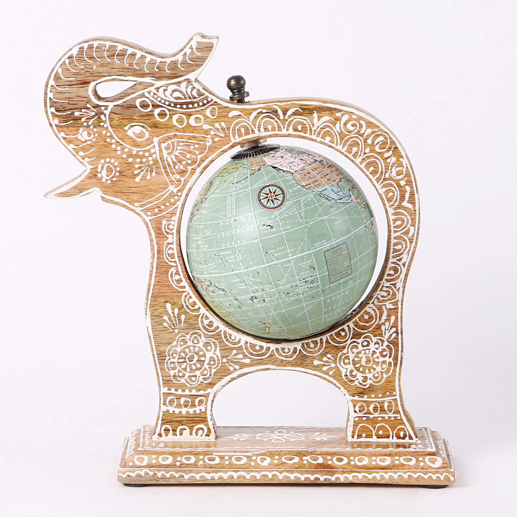 Brown Wooden Elephant Globe Showpiece - Image 6