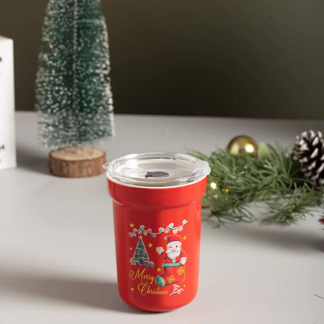 Christmas Ceramic Sipper With Glass Straw - Image 4