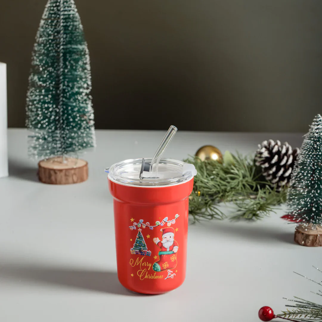 Christmas Ceramic Sipper With Glass Straw - Image 5