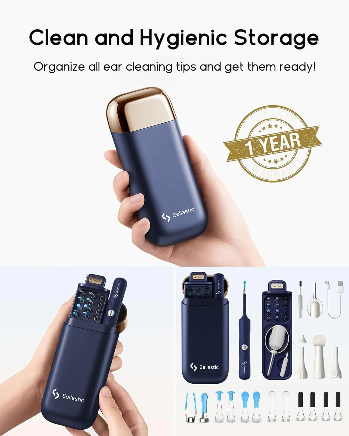 Ear Cleaner Tool Kit, Reusable Ear Wax Removal Tweezers Cleaning with Flexible 1080p Camera Wireless with WiFi - Image 4