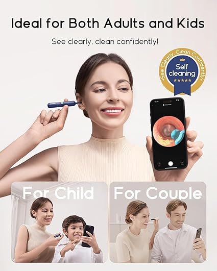 Ear Cleaner Tool Kit, Reusable Ear Wax Removal Tweezers Cleaning with Flexible 1080p Camera Wireless with WiFi - Image 7