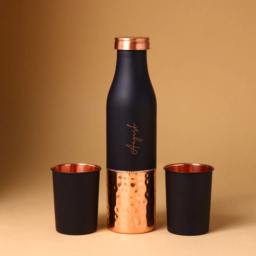 Blue Copper Bottle With Glass- Set of 2 - Image 6