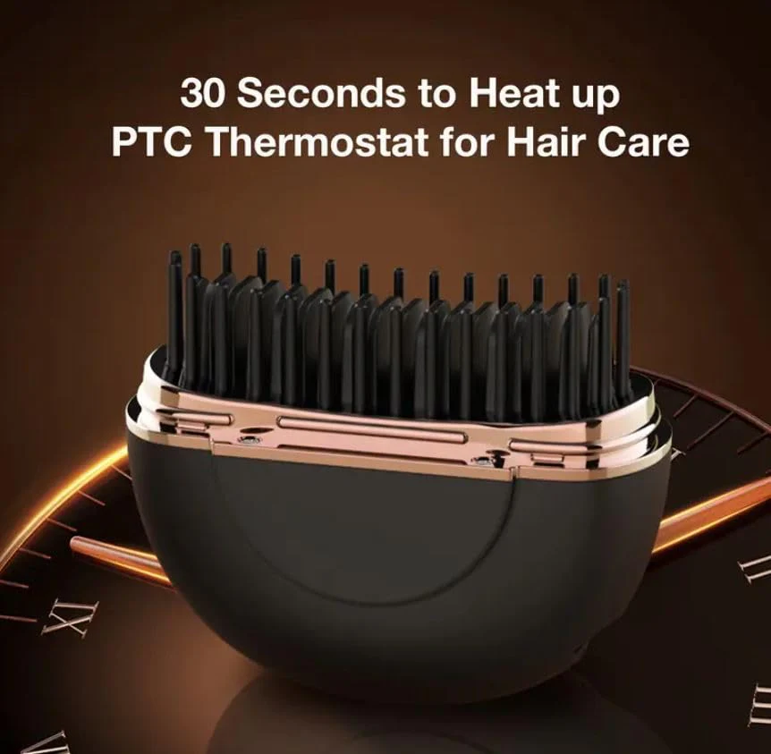 Mini Wireless Hair Straight Comb, Portable Cordless Hair Straightening Brush for Women, Fast Heating Ceramic Coated Hairs Comb, Rechargeable - Image 4