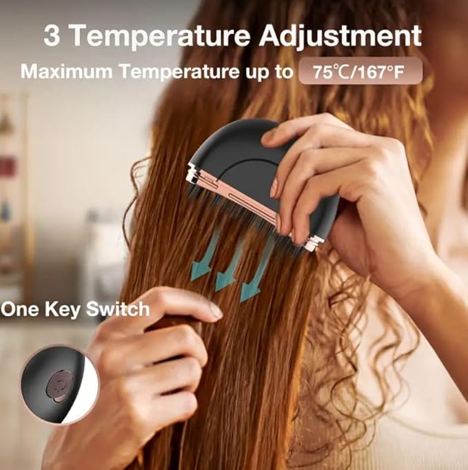 Mini Wireless Hair Straight Comb, Portable Cordless Hair Straightening Brush for Women, Fast Heating Ceramic Coated Hairs Comb, Rechargeable - Image 6