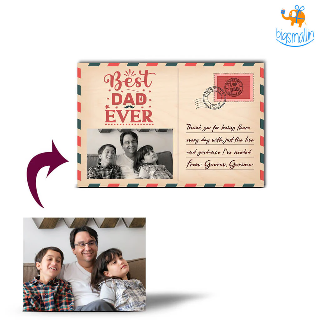 Personalized Best Dad Ever Wooden Postcard - Image 3