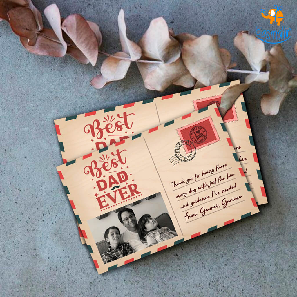Personalized Best Dad Ever Wooden Postcard - Image 5