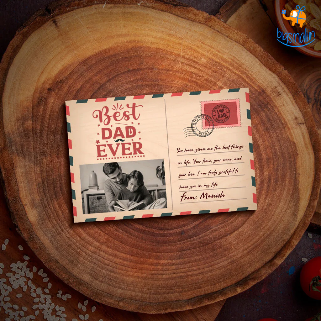 Personalized Best Dad Ever Wooden Postcard - Image 6