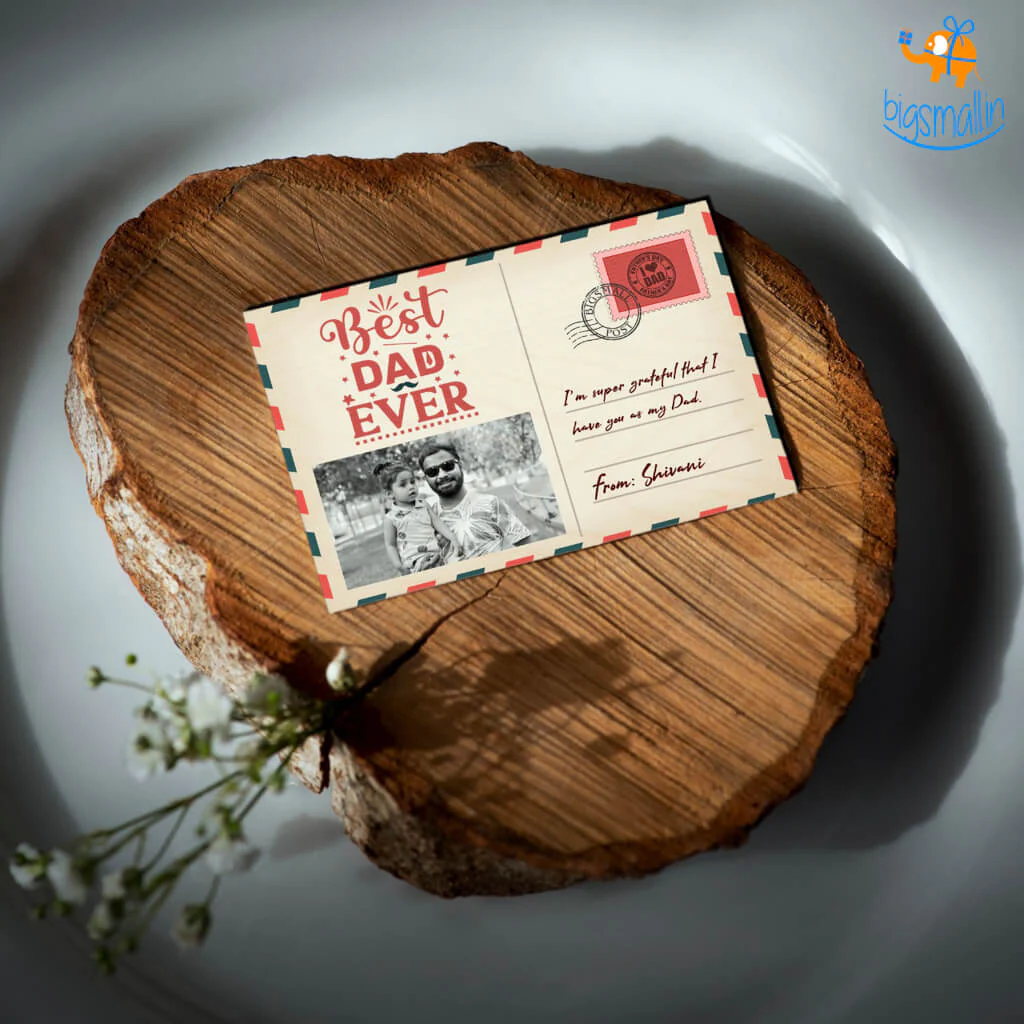 Personalized Best Dad Ever Wooden Postcard - Image 7