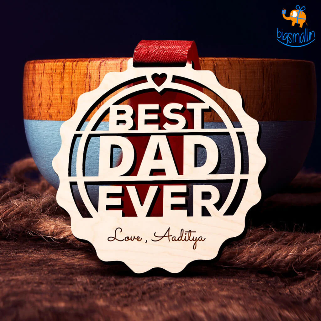 Personalized Best Dad Wooden Medal | COD Not Available - Image 2