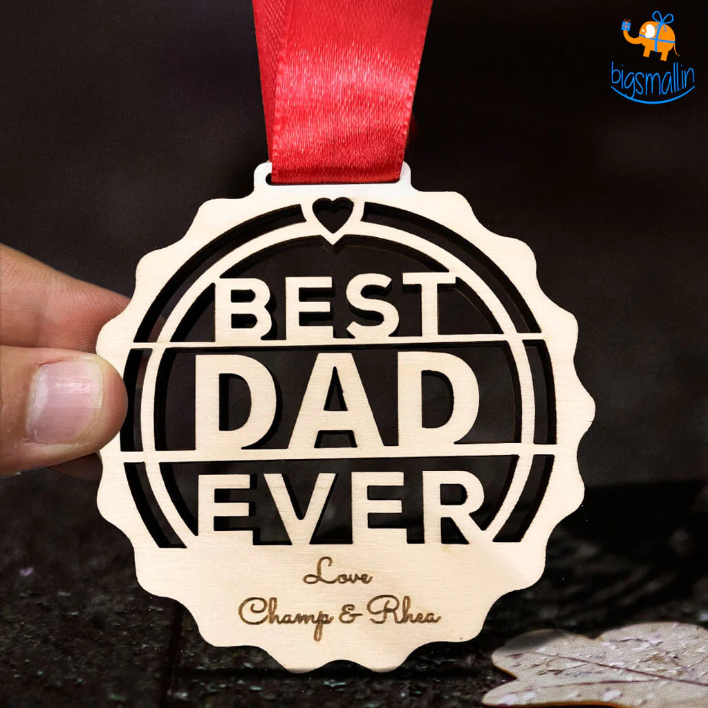 Personalized Best Dad Wooden Medal | COD Not Available - Image 3