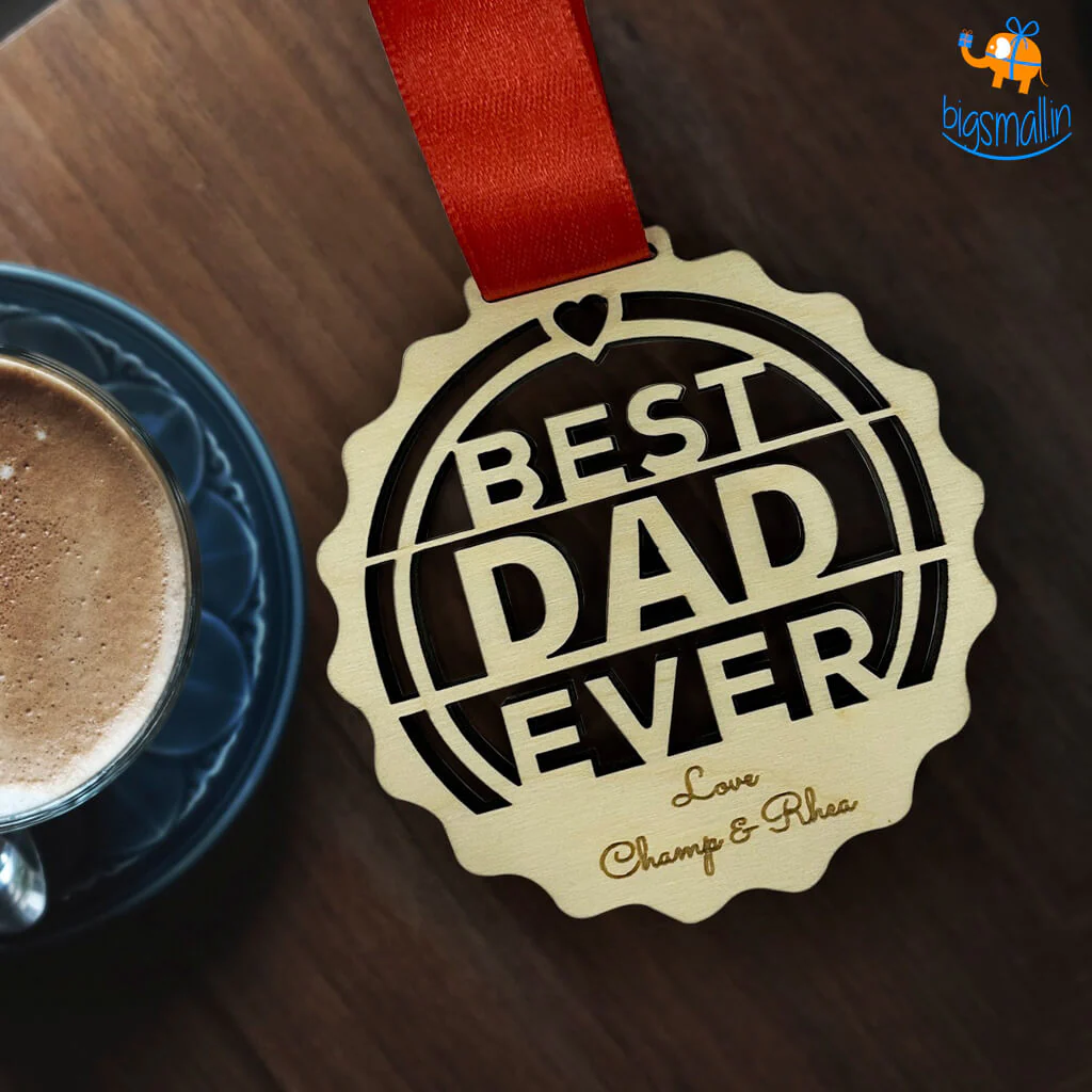 Personalized Best Dad Wooden Medal | COD Not Available - Image 4