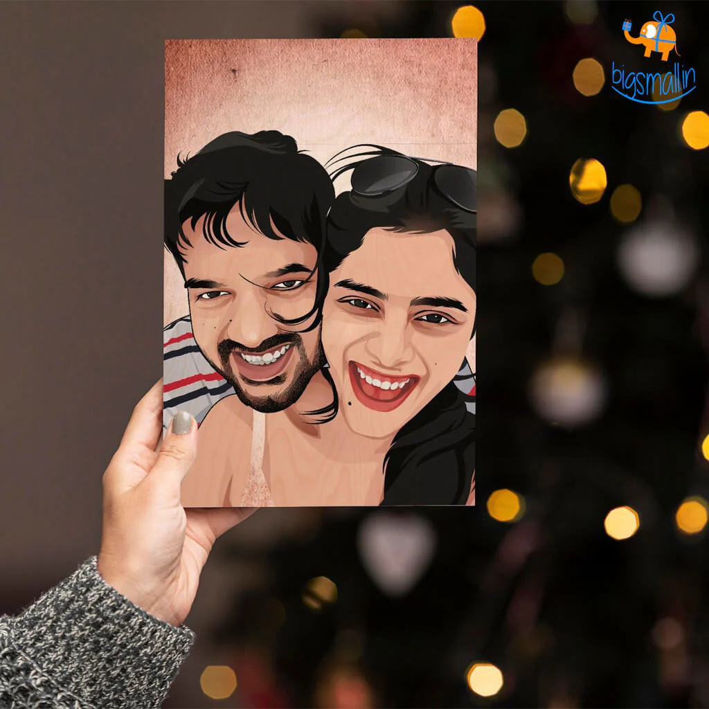 Personalized Caricature Wooden Portrait - Image 2