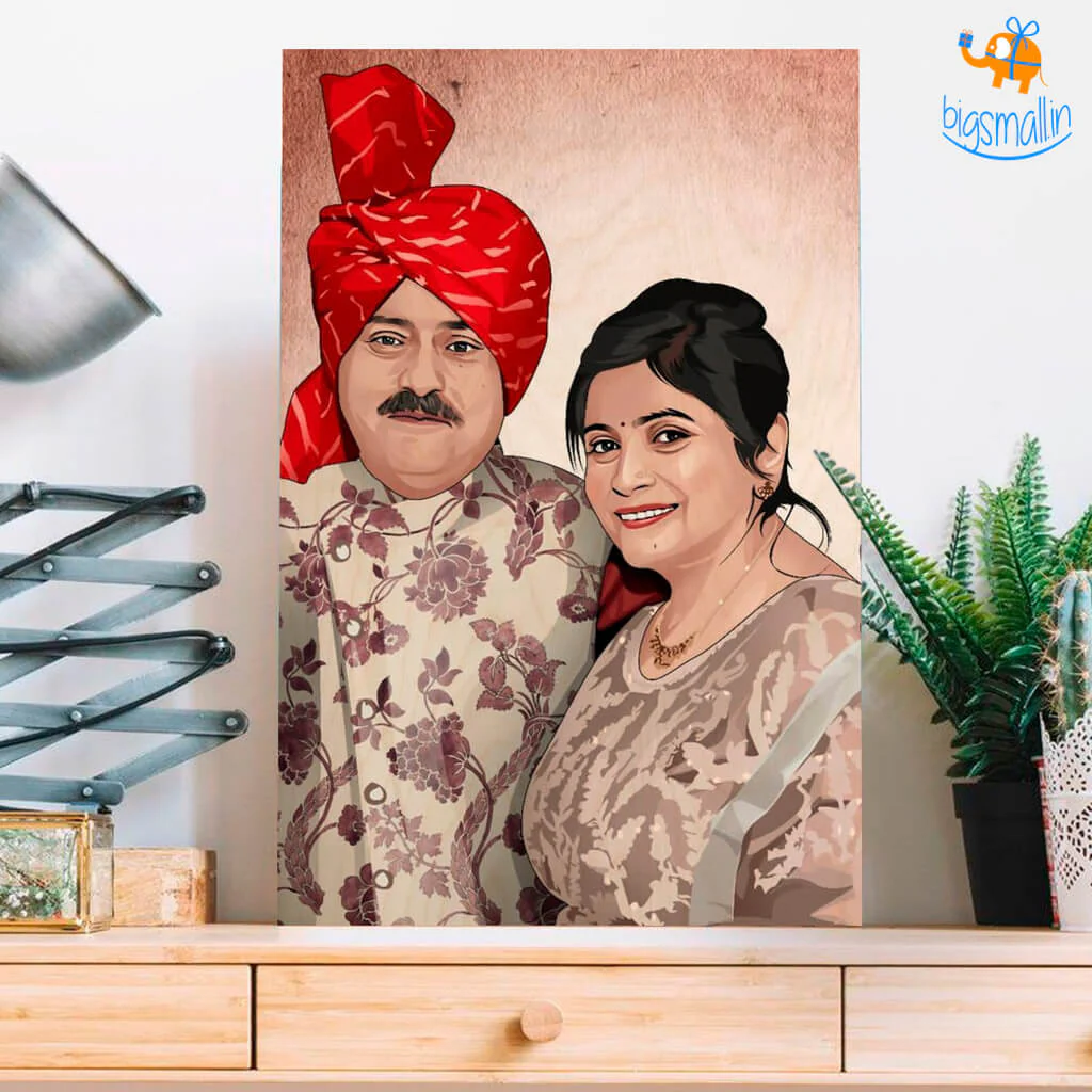 Personalized Caricature Wooden Portrait - Image 3