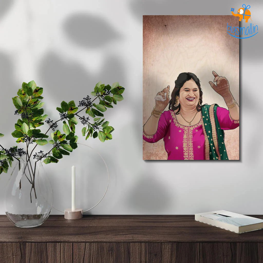 Personalized Caricature Wooden Portrait - Image 4
