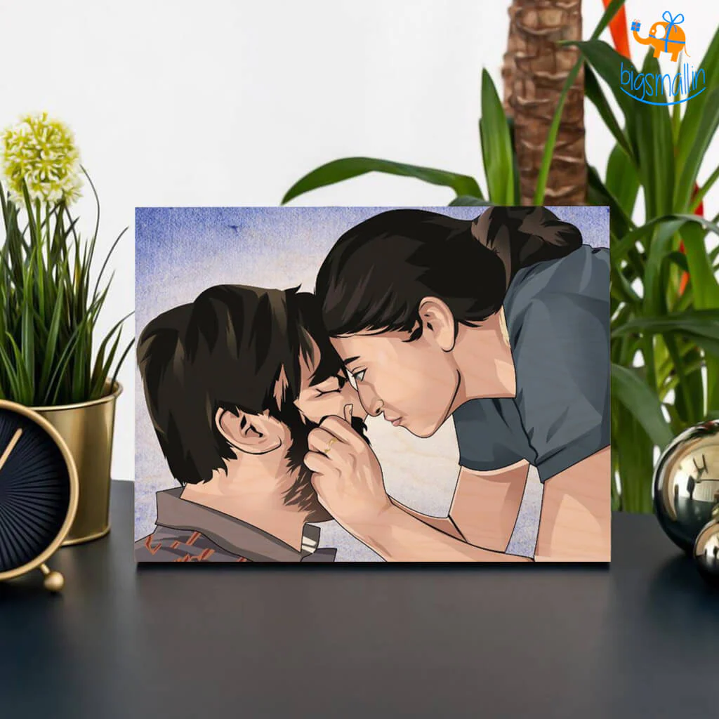Personalized Caricature Wooden Portrait - Image 5