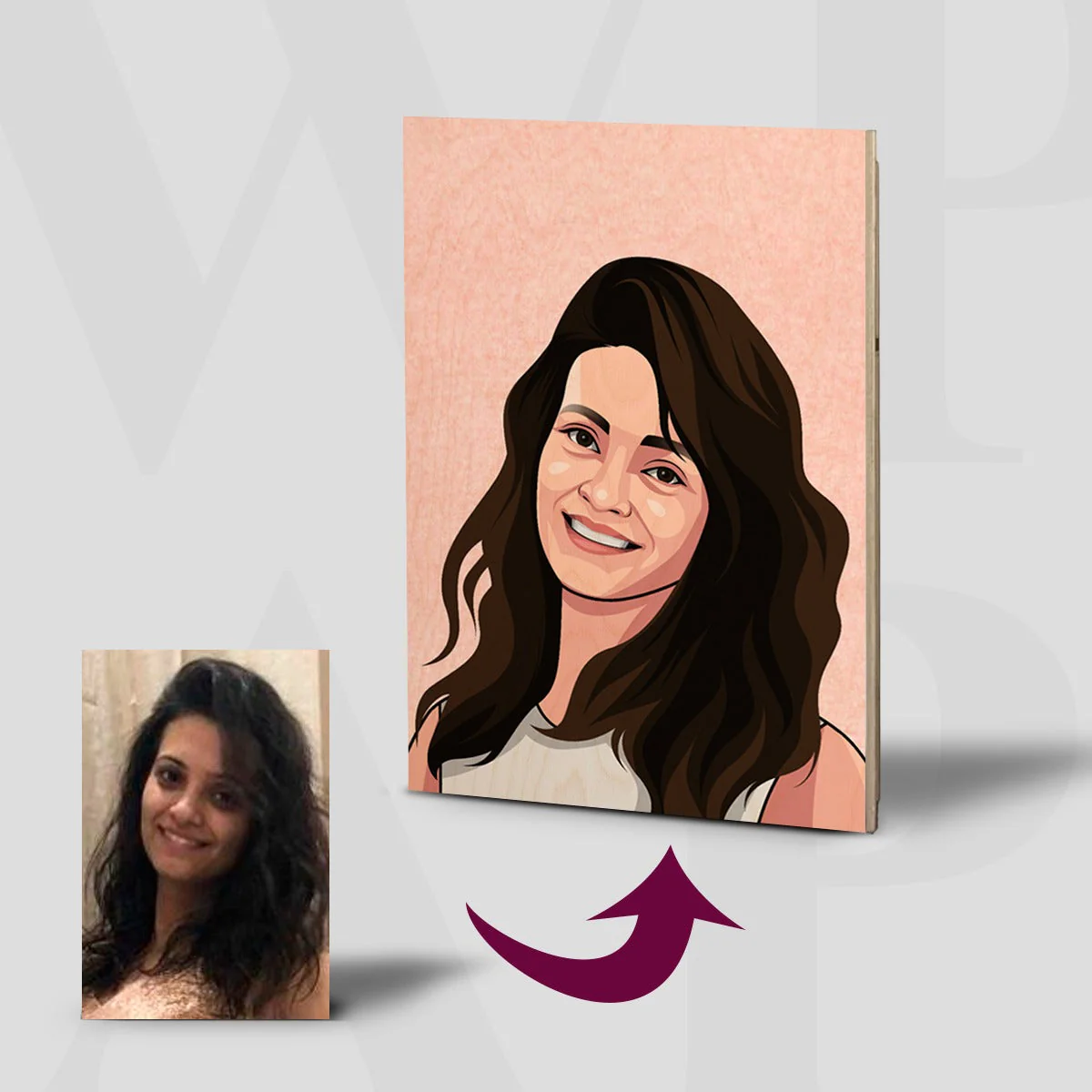 Personalized Caricature Wooden Portrait - Image 7