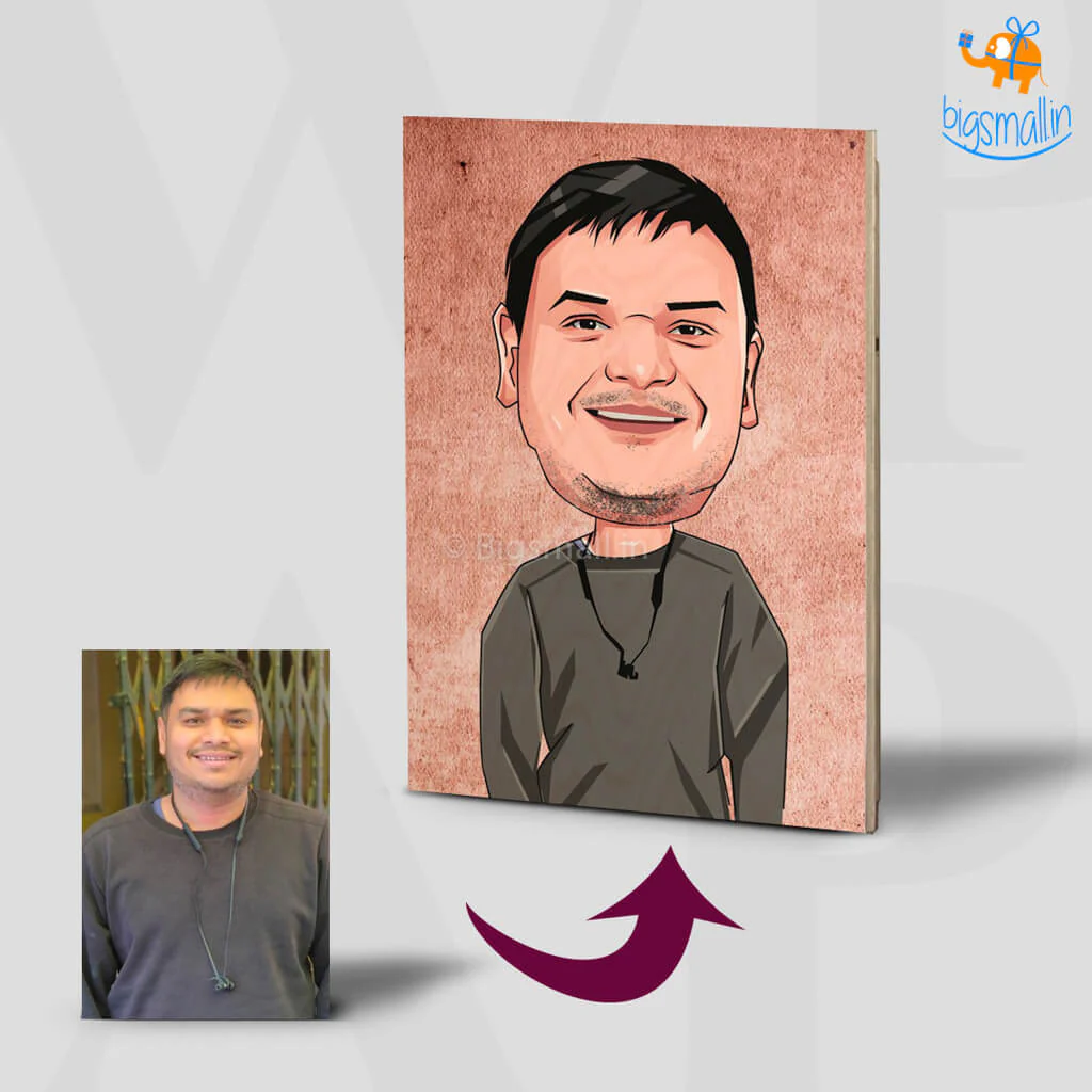Personalized Caricature Wooden Portrait - Image 8
