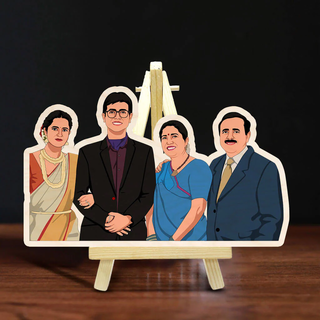 Personalized Caricature Wooden Print With Easel | COD Not Available - Image 10