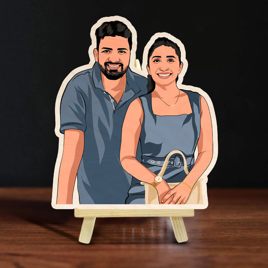 Personalized Caricature Wooden Print With Easel | COD Not Available - Image 12