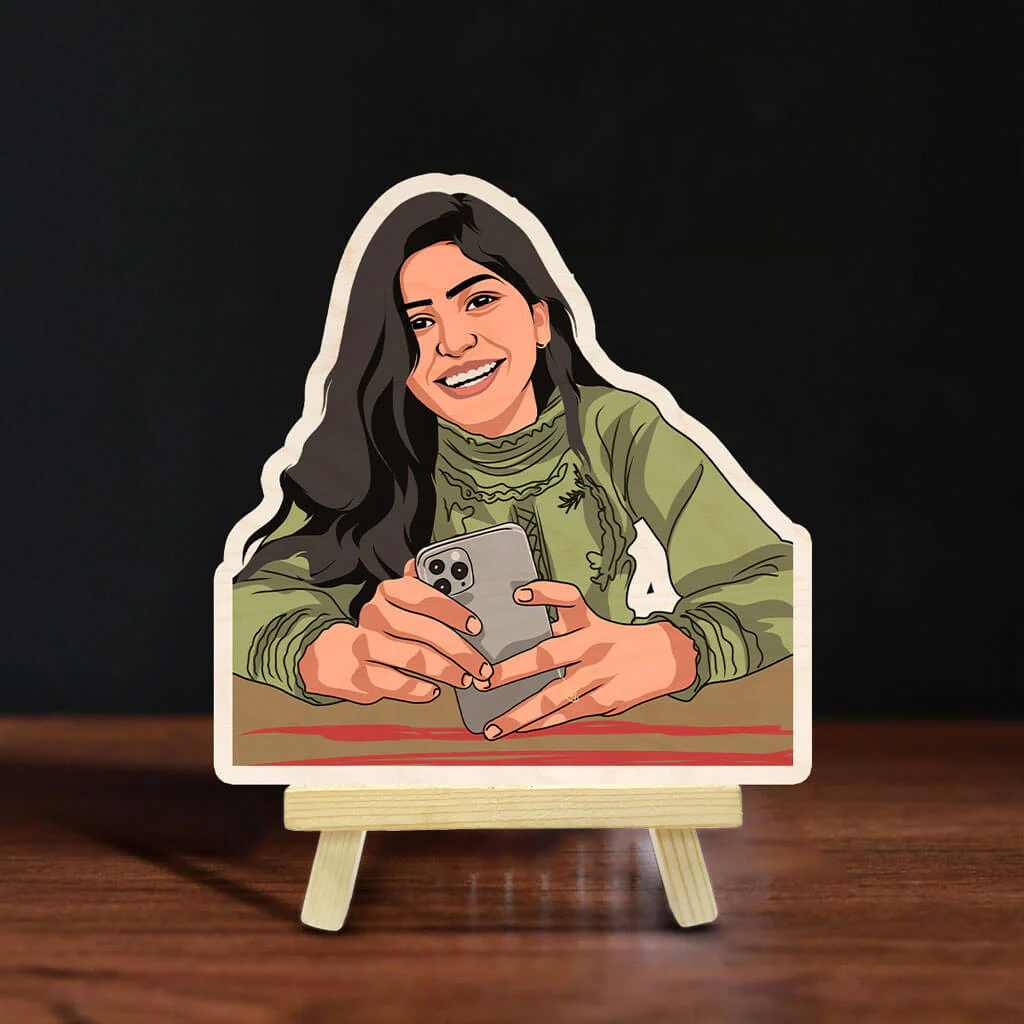 Personalized Caricature Wooden Print With Easel | COD Not Available - Image 3