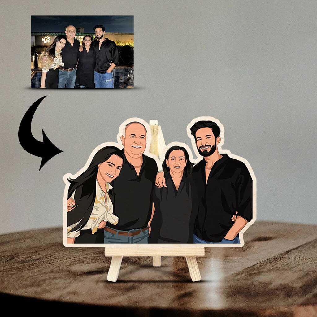 Personalized Caricature Wooden Print With Easel | COD Not Available - Image 4