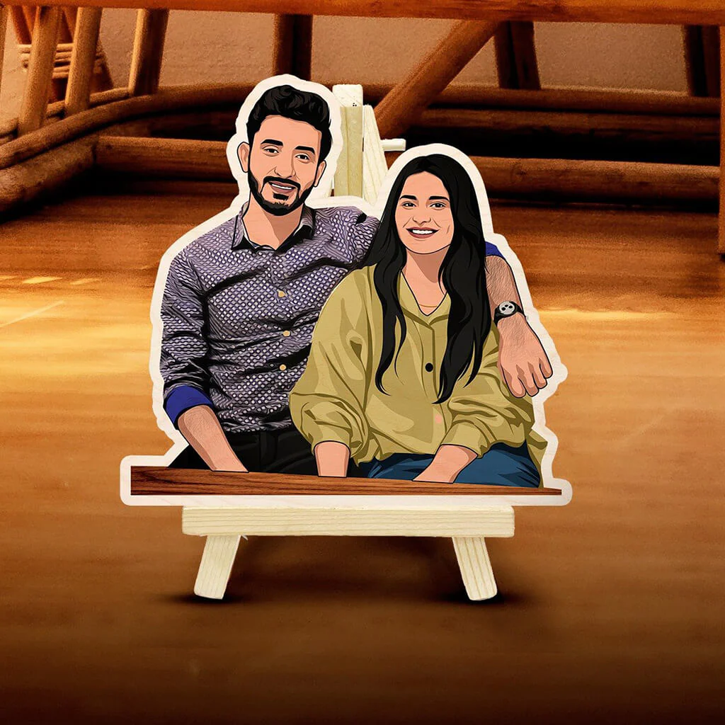Personalized Caricature Wooden Print With Easel | COD Not Available - Image 6