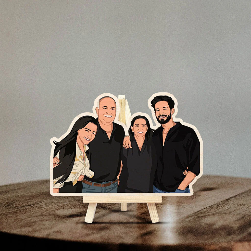 Personalized Caricature Wooden Print With Easel | COD Not Available - Image 7