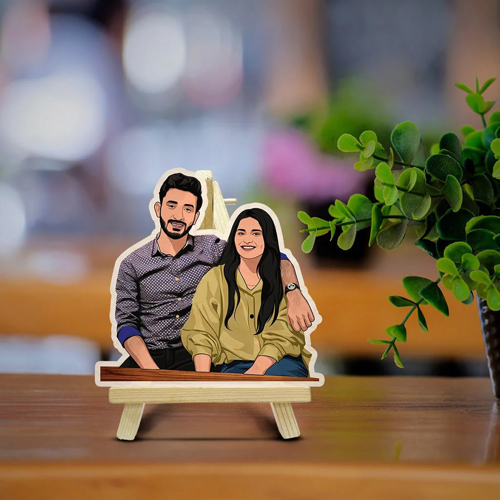 Personalized Caricature Wooden Print With Easel | COD Not Available - Image 9