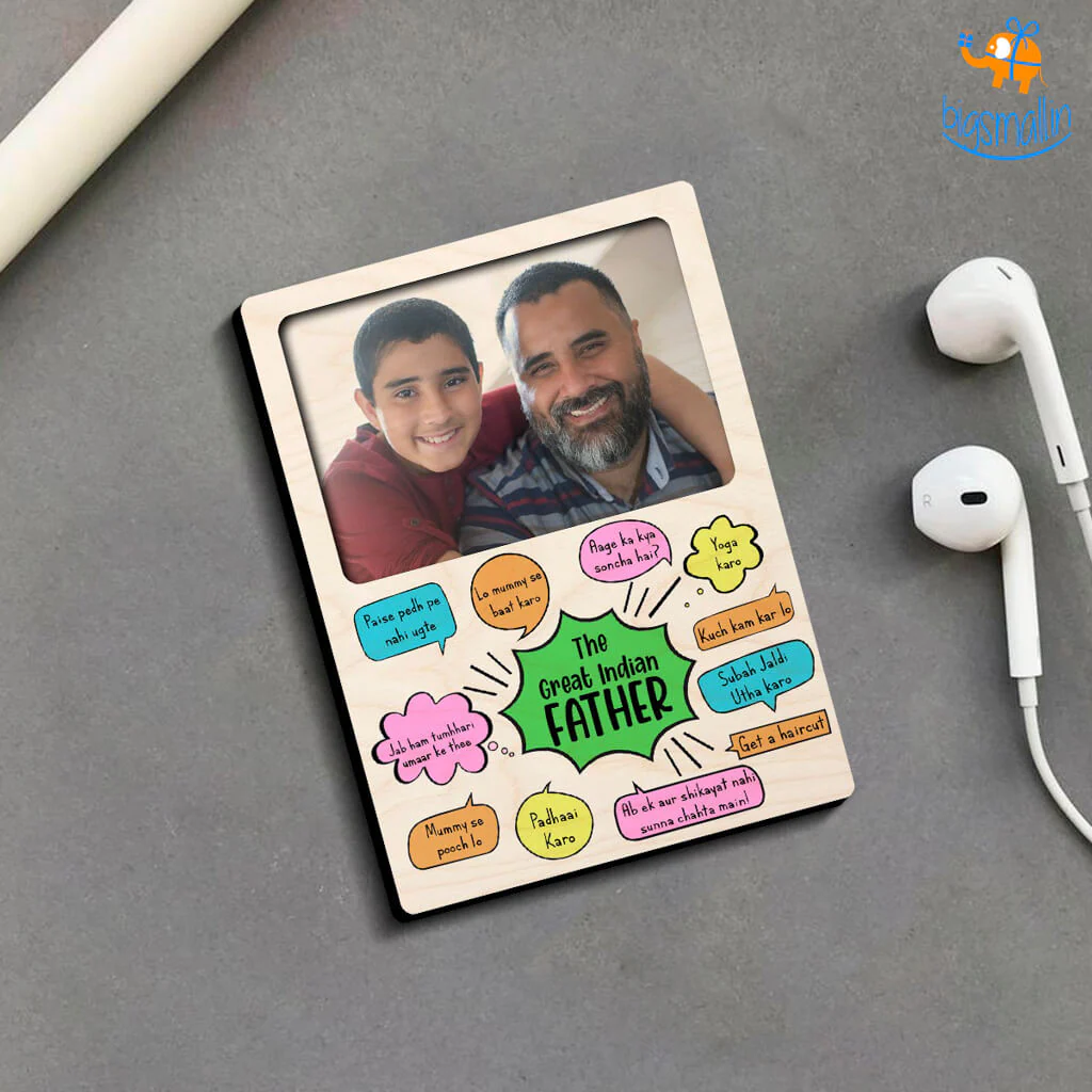 Personalized Great Indian Father Wooden Fridge Magnet - Image 2