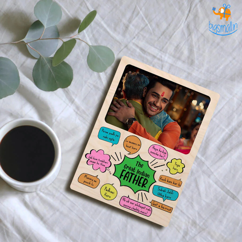 Personalized Great Indian Father Wooden Fridge Magnet - Image 3