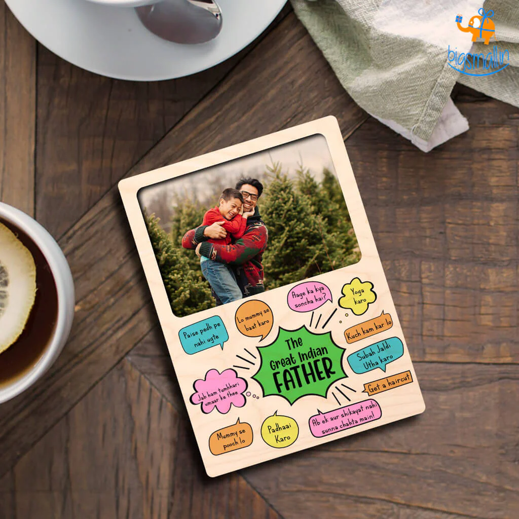 Personalized Great Indian Father Wooden Fridge Magnet - Image 4