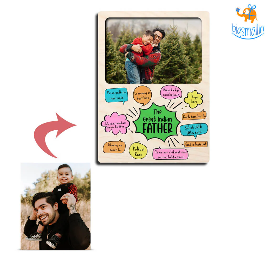 Personalized Great Indian Father Wooden Fridge Magnet - Image 5