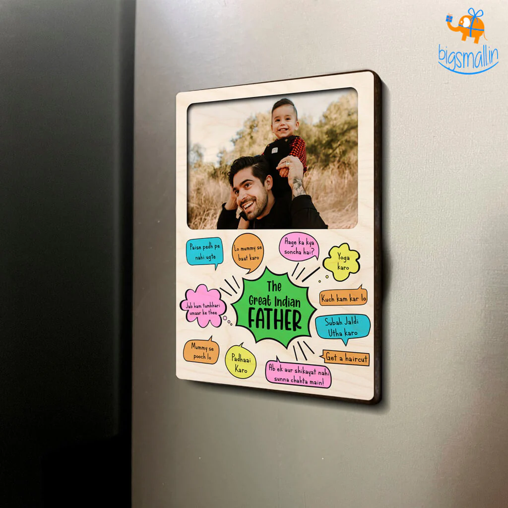 Personalized Great Indian Father Wooden Fridge Magnet - Image 6