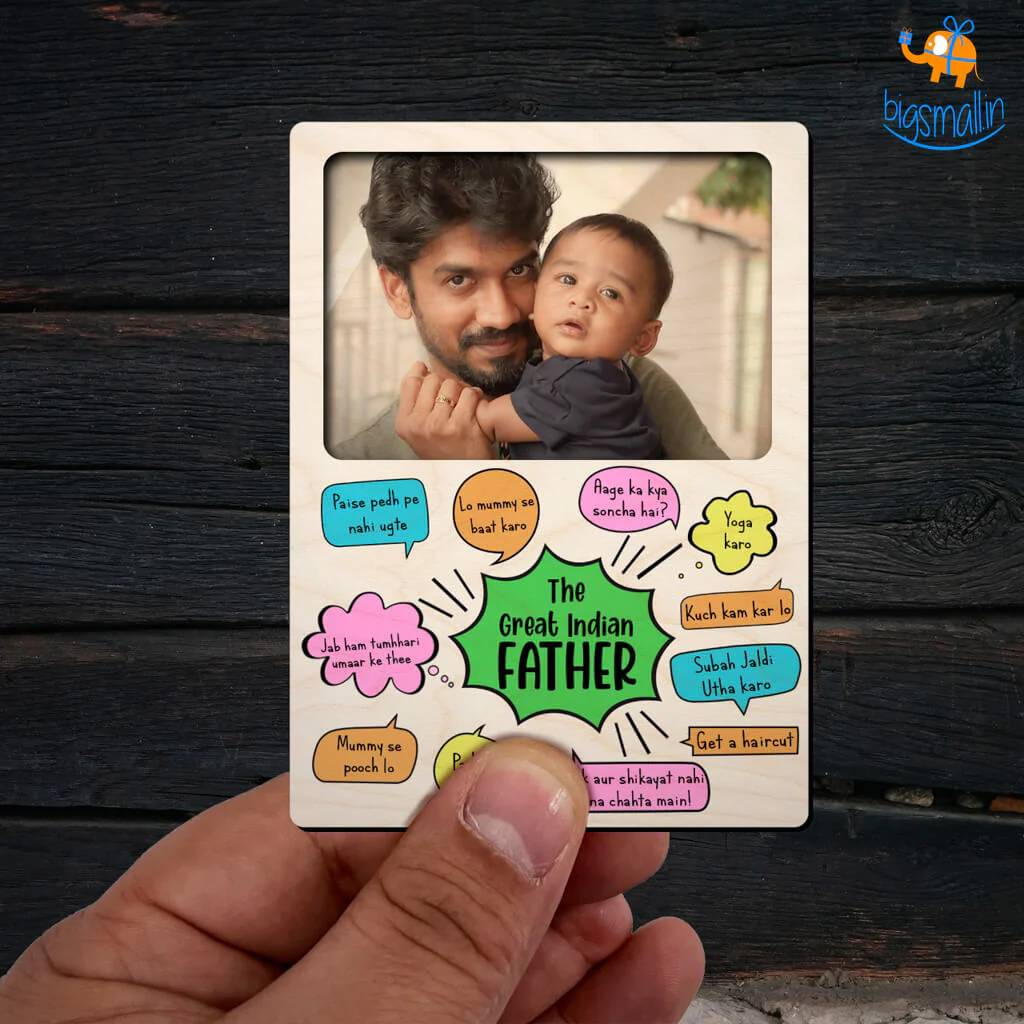 Personalized Great Indian Father Wooden Fridge Magnet - Image 7