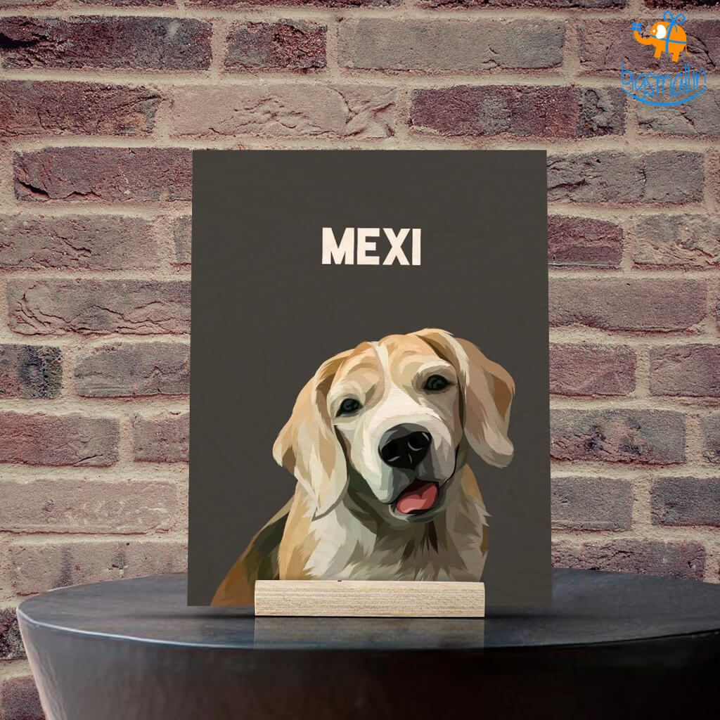 Personalized Pets Caricature Wooden Portrait - Image 2