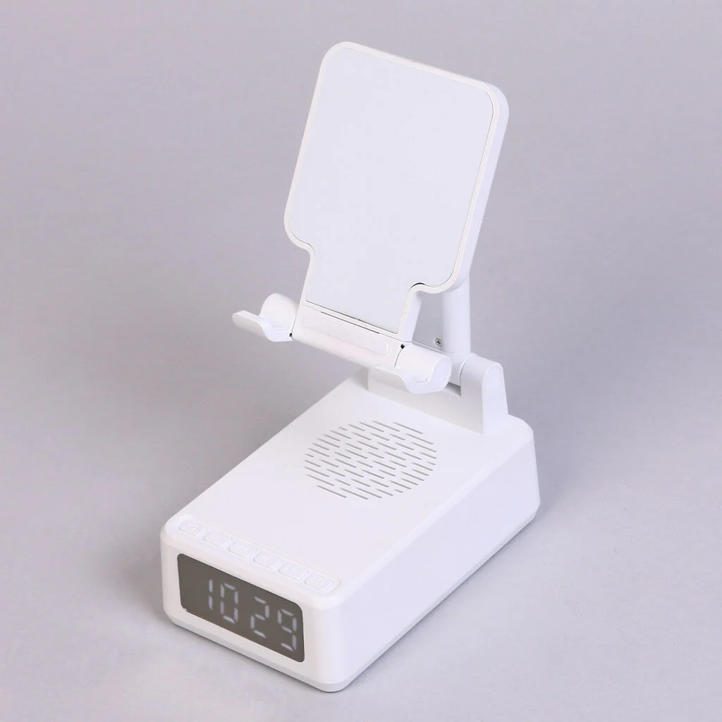4 in 1 Speaker & Wireless Charger with Clock & Phone Holder - Image 5