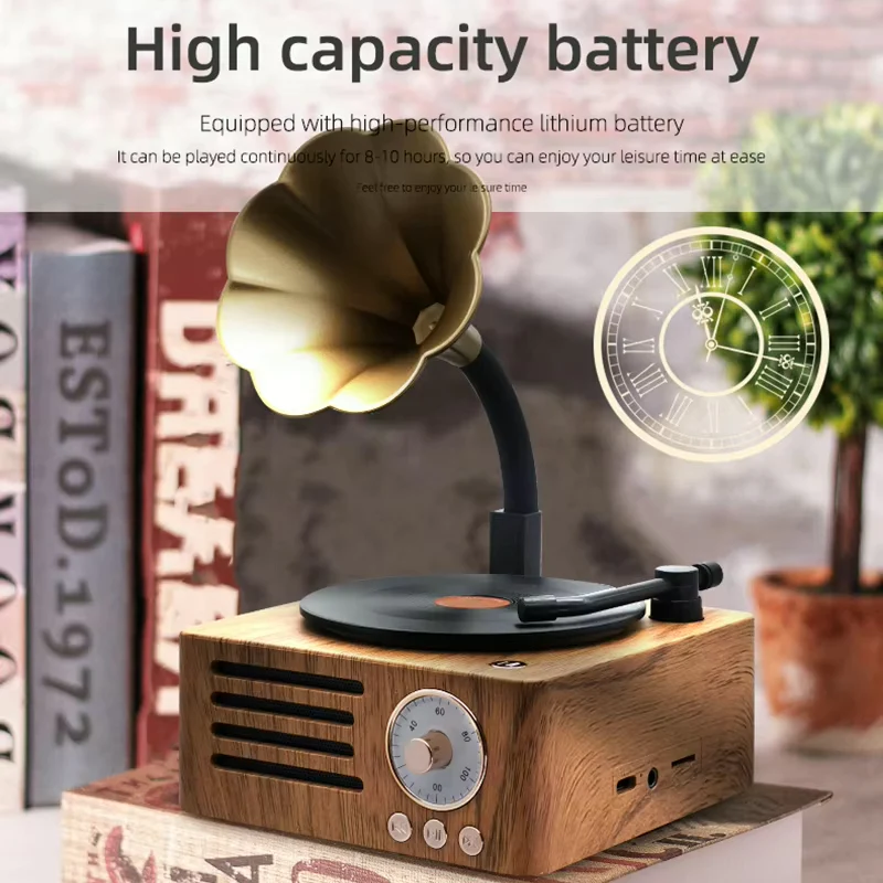 Retro Gramophone Bluetooth Speaker with Rotating Disc - Image 10