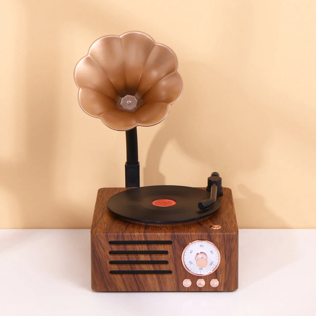 Retro Gramophone Bluetooth Speaker with Rotating Disc - Image 11