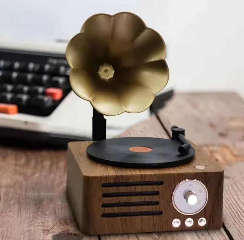 Retro Gramophone Bluetooth Speaker with Rotating Disc - Image 12