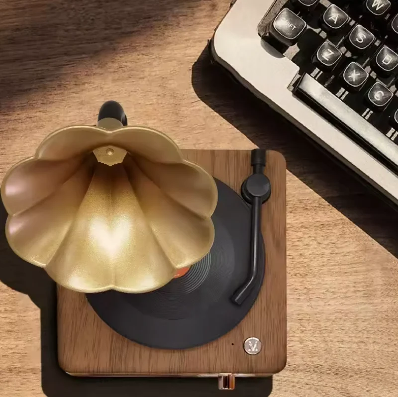 Retro Gramophone Bluetooth Speaker with Rotating Disc - Image 13