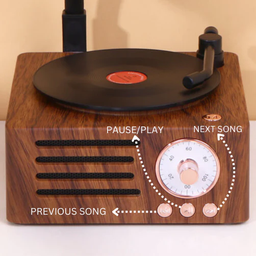 Retro Gramophone Bluetooth Speaker with Rotating Disc - Image 4