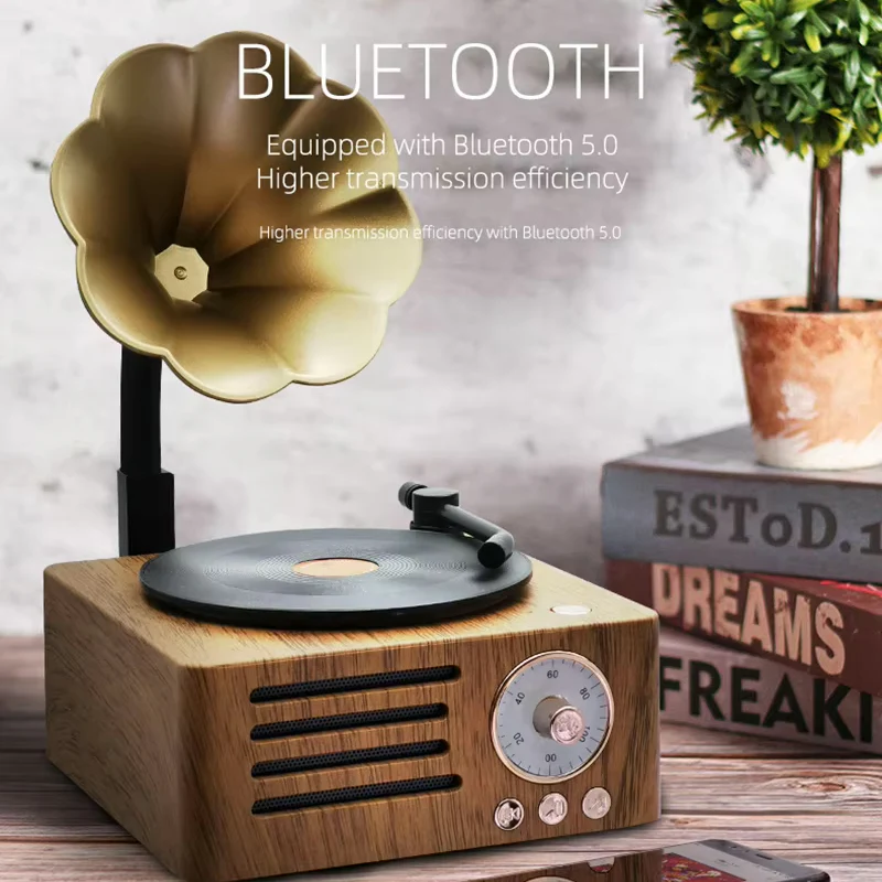 Retro Gramophone Bluetooth Speaker with Rotating Disc - Image 7