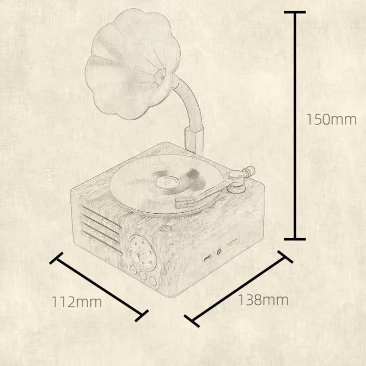 Retro Gramophone Bluetooth Speaker with Rotating Disc - Image 8